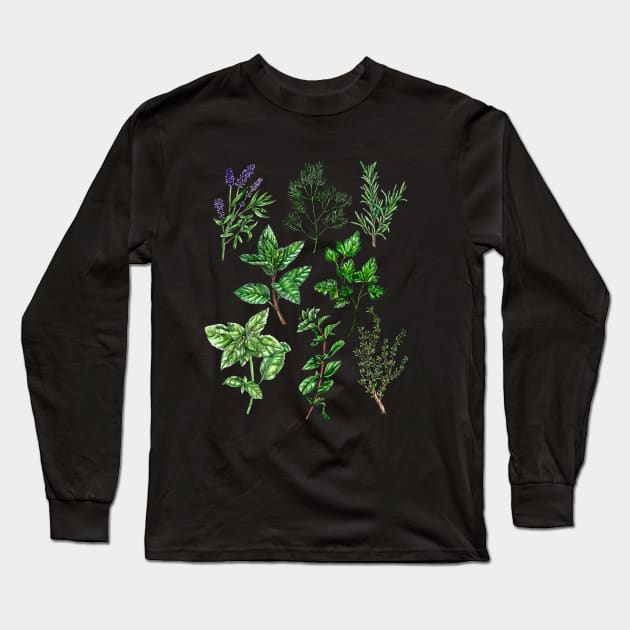 Herbs: Lavender Dill Rosemary Thyme Oregano ... Long Sleeve T-Shirt by voidea